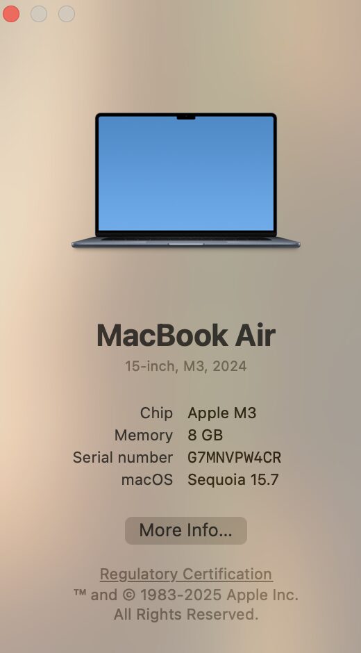 Apple Macbook Air "M3" 15-inch 8 CPU/10 GPU 8GB RAM 256GB SSD Midnight (12 Month Warranty) - Image 11