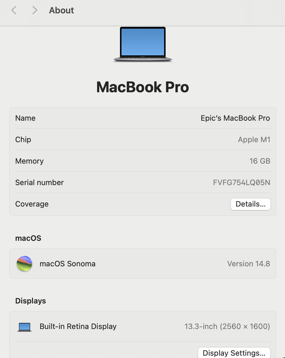 Apple MacBook Pro “M1” 13-inch 8 CPU/8 GPU (2020) 16GB RAM 256GB SSD Space Grey (12 Month Warranty) – Cracked LCD Panel - Image 14