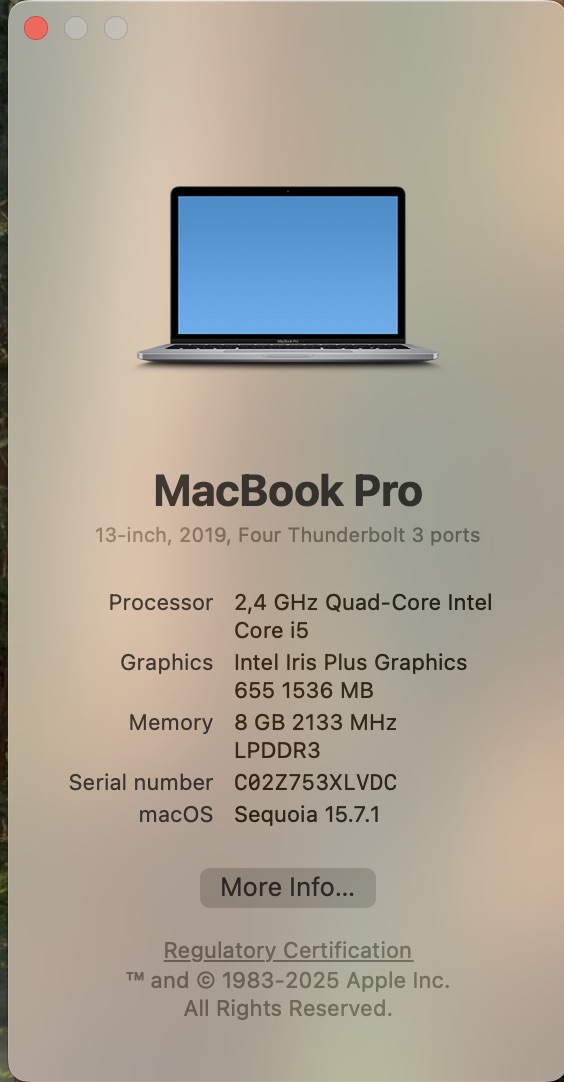 Apple MacBook Pro 13-Inch “Core i5” 2.4GHz (Touch/2019) 8GB RAM 256GB SSD Space Grey- Bright Spots | Cracked LCD Panel - Image 12