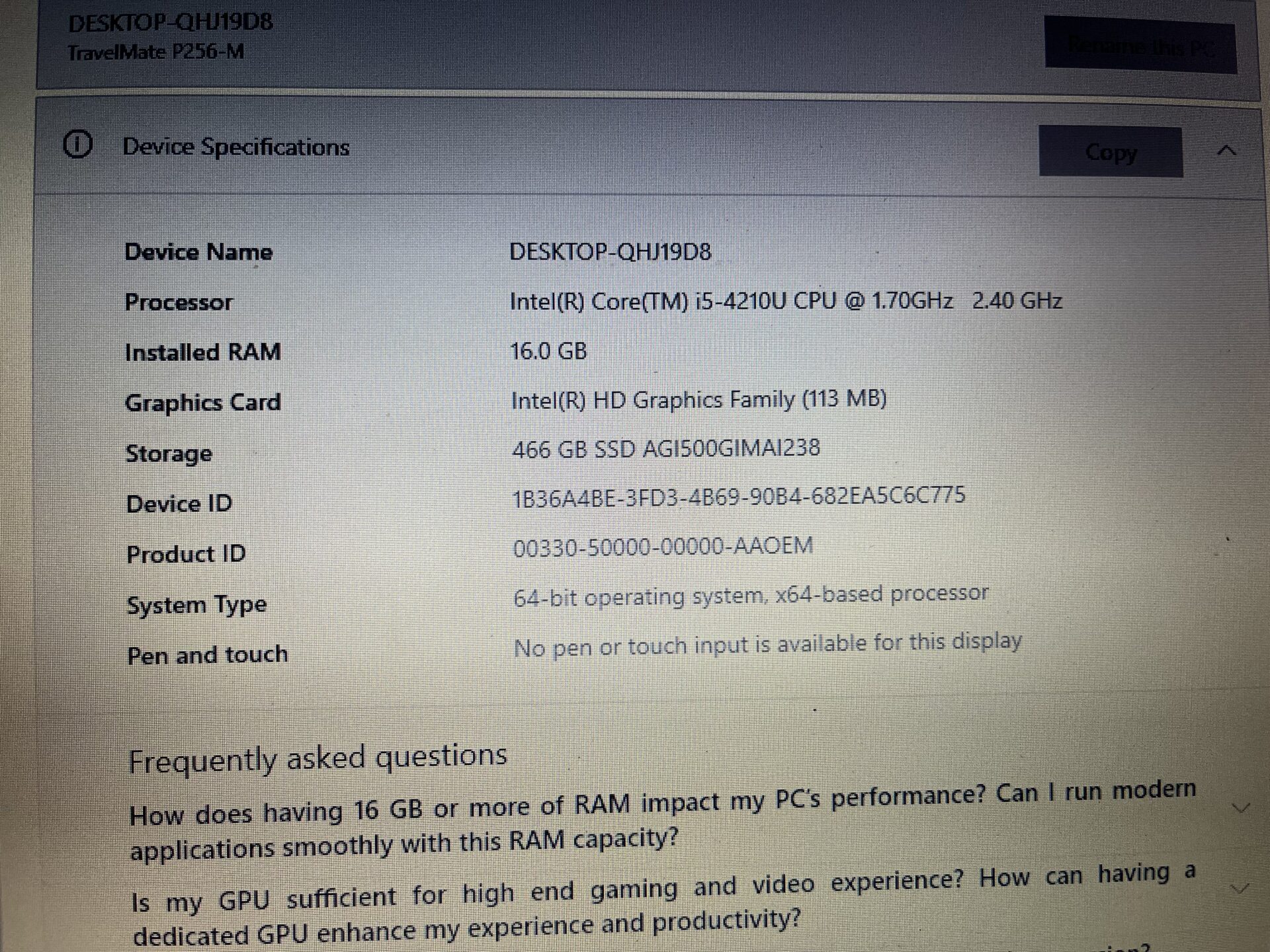 Acer TravelMate P256 4th Gen “Core i5” 1.70GHz 16GB RAM 500GB SSD Black - (Grade B) - Image 11