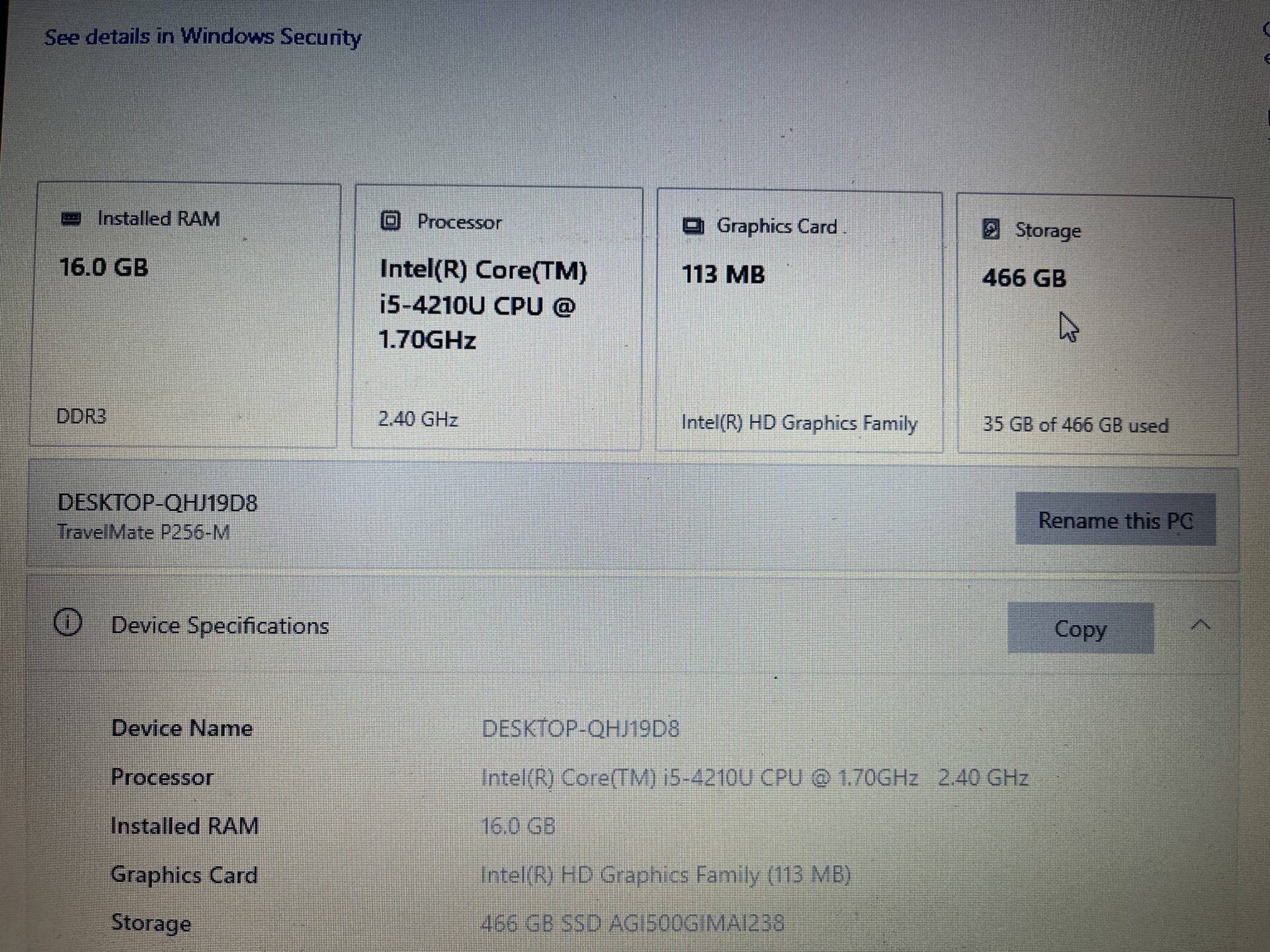 Acer TravelMate P256 4th Gen “Core i5” 1.70GHz 16GB RAM 500GB SSD Black - (Grade B) - Image 12