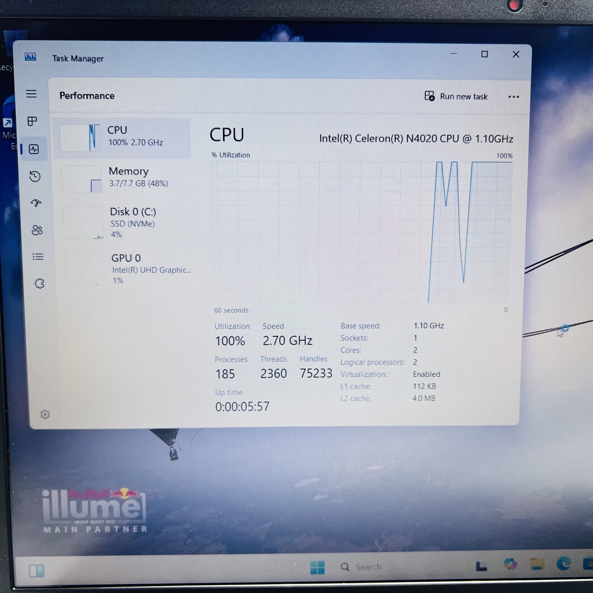 Lenovo Ideapad 1 15AMN7 "Celeron N4020" 1.10GHz 8GB RAM 256GB SSD NVMe Silver (Grade B) - Image 11