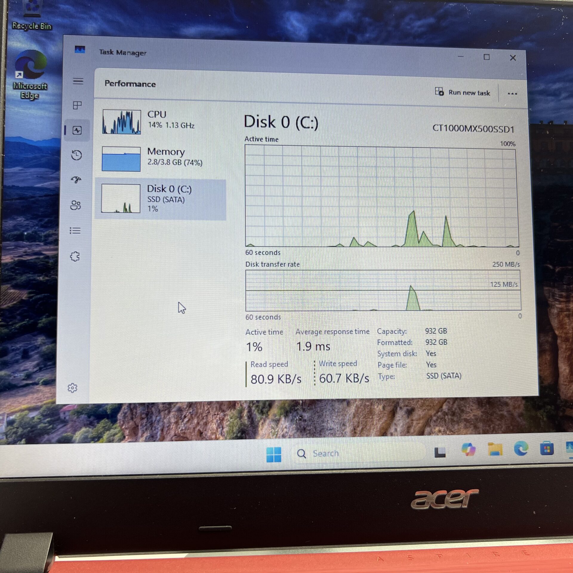 Acer Aspire 3 A315-31 "Celeron N3350" 1.10GHz 8GB RAM 1TB SSD SATA Red (Grade B) - Image 16