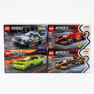 COMBO DEAL: LEGO® Speed Champions: McLaren MCL38 77251 + Ferrari SF-24 77242 + Dodge Challenger 77237 + Back to the Future 77256 (Condition: Good)
