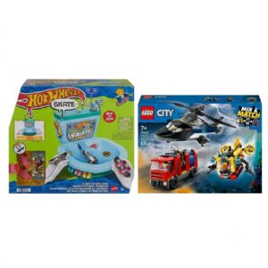COMBO DEAL: LEGO® City 3-in-1 Helicopter Fire Engine And Submarine Remix 60462 + Hot Wheels Flush and Go Skate Bowl Combo (Condition: Good)