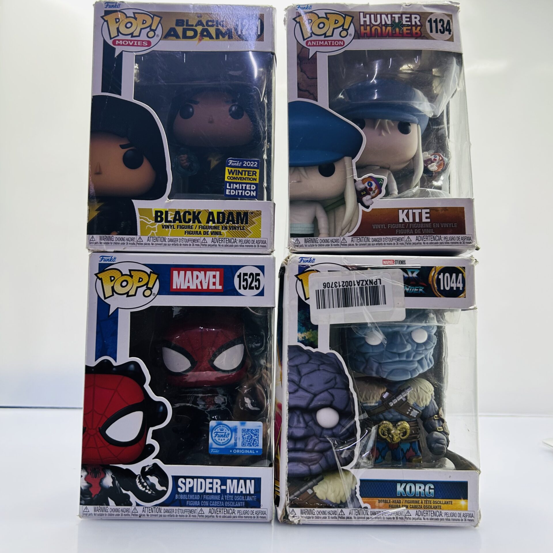 COMBO DEAL: Funko Pop Black Adam 1251, Hunter X Hunter Kite 1134, Spider-Man 1525, Korg 1044 (Condition: Good) - Image 2