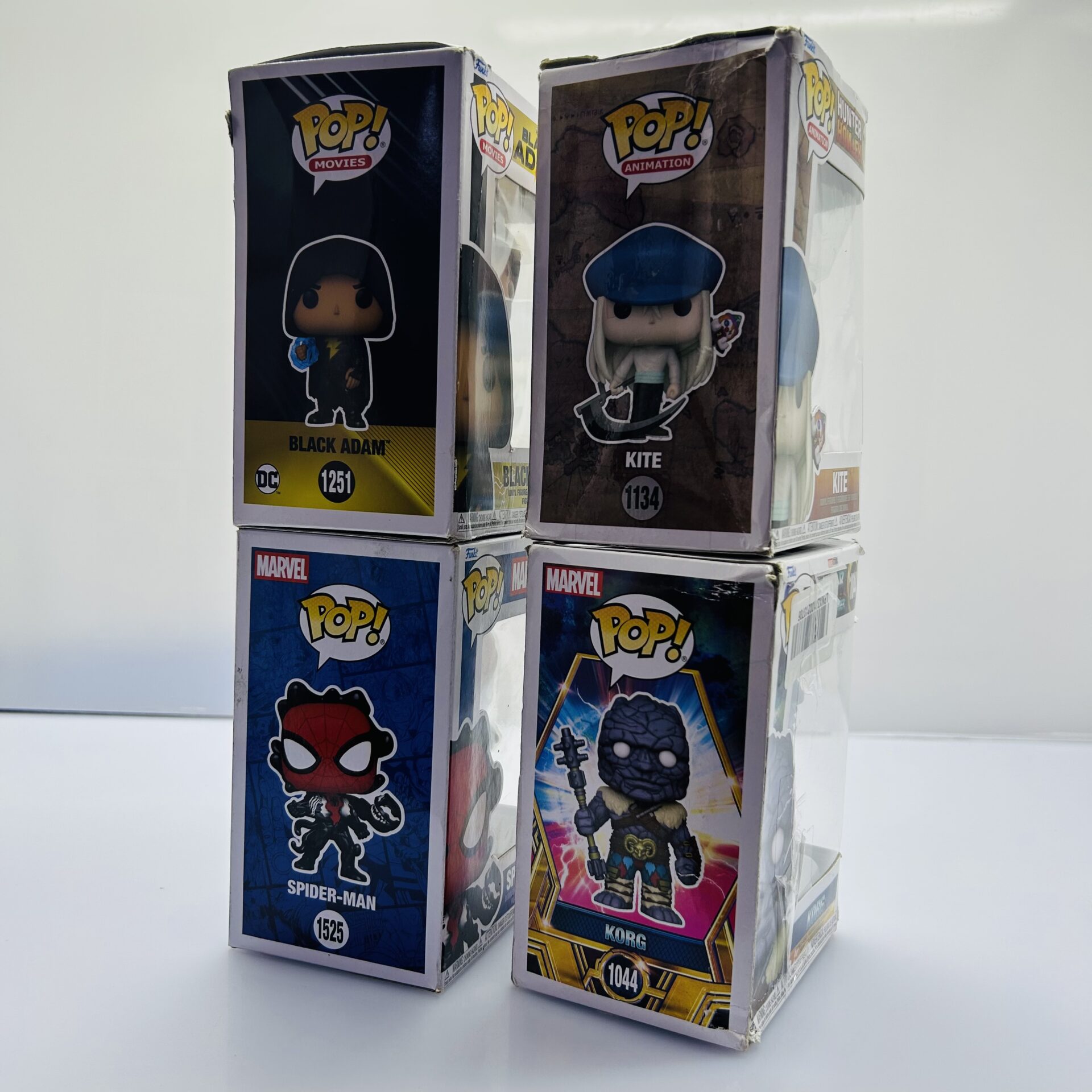 COMBO DEAL: Funko Pop Black Adam 1251, Hunter X Hunter Kite 1134, Spider-Man 1525, Korg 1044 (Condition: Good) - Image 3