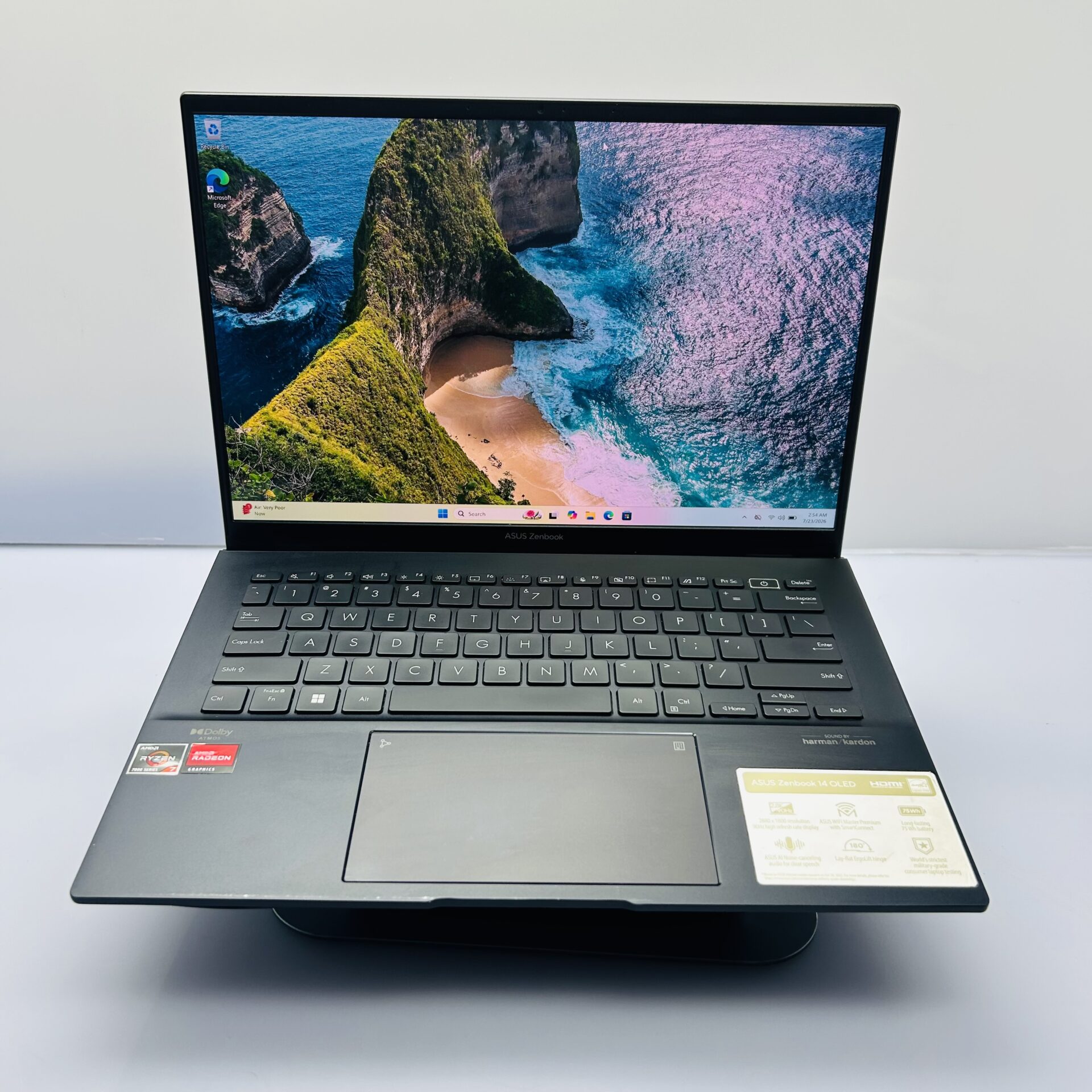 Asus Zenbook 14 UM3402Y "Ryzen 7" 2.00 GHz 8GB RAM 256GB NVMe SSD Ponder Blue + Kumara Mechanical Gaming Keyboard (Condition: Good) - Image 2