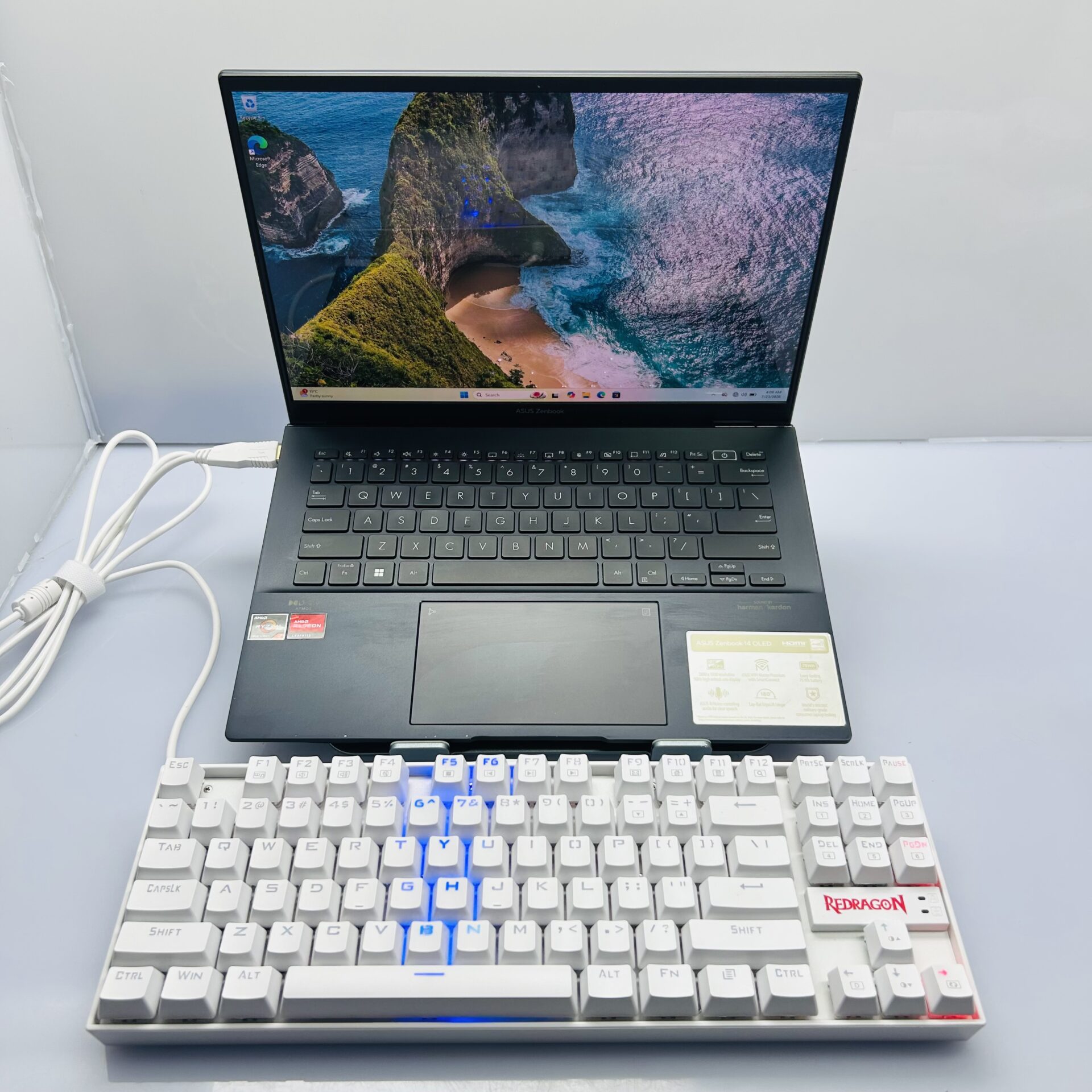 Asus Zenbook 14 UM3402Y "Ryzen 7" 2.00 GHz 8GB RAM 256GB NVMe SSD Ponder Blue + Kumara Mechanical Gaming Keyboard (Condition: Good) - Image 8