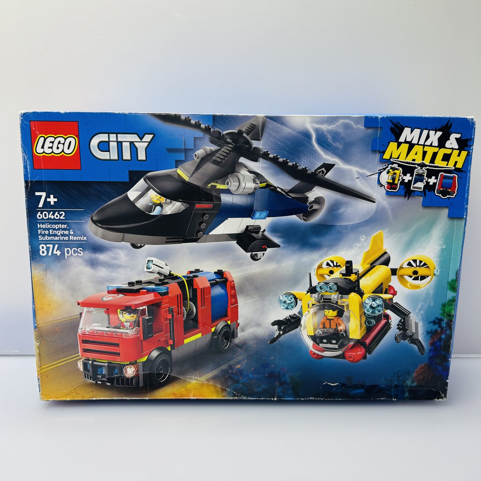 COMBO DEAL: LEGO® City 3-in-1 Helicopter Fire Engine And Submarine Remix 60462 + Hot Wheels Flush and Go Skate Bowl Combo (Condition: Good) - Image 3