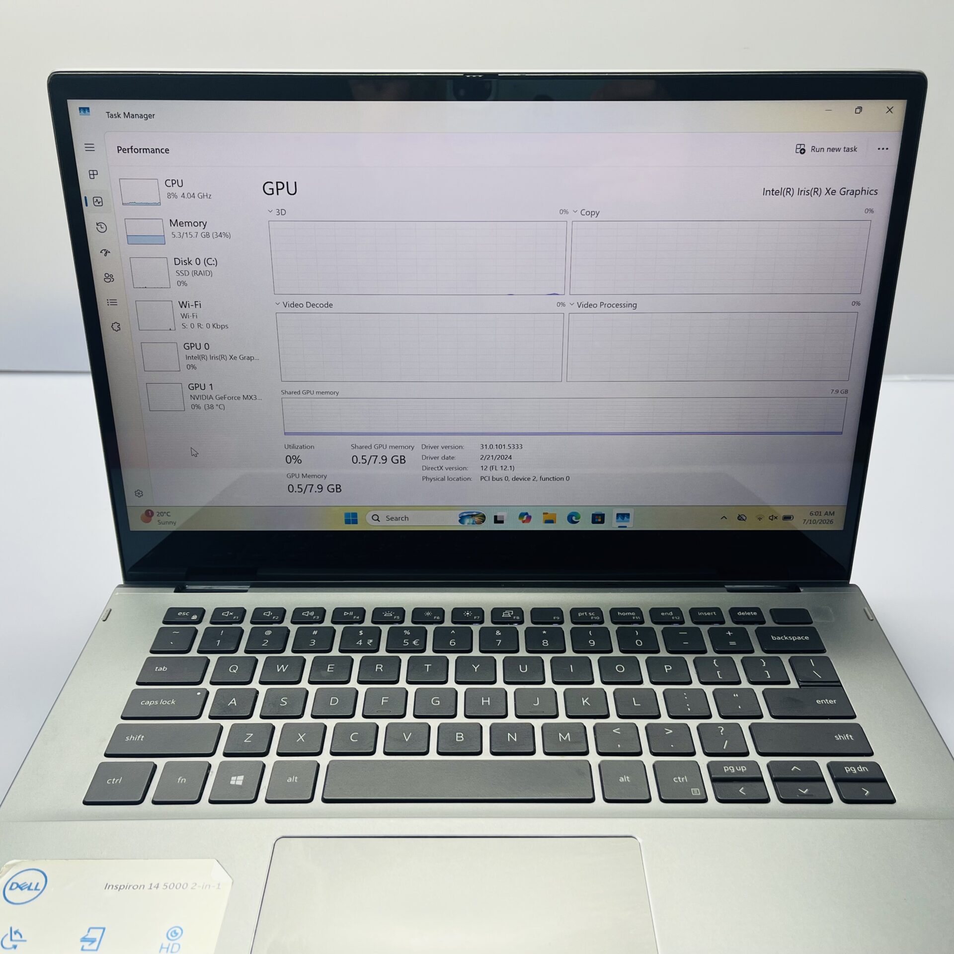 Dell Inspiron 14 2-in-1 "Intel Core i7 11th Gen" 2.80GHz 16GB RAM 512GB SSD Silver (Condition: Good) - Image 9