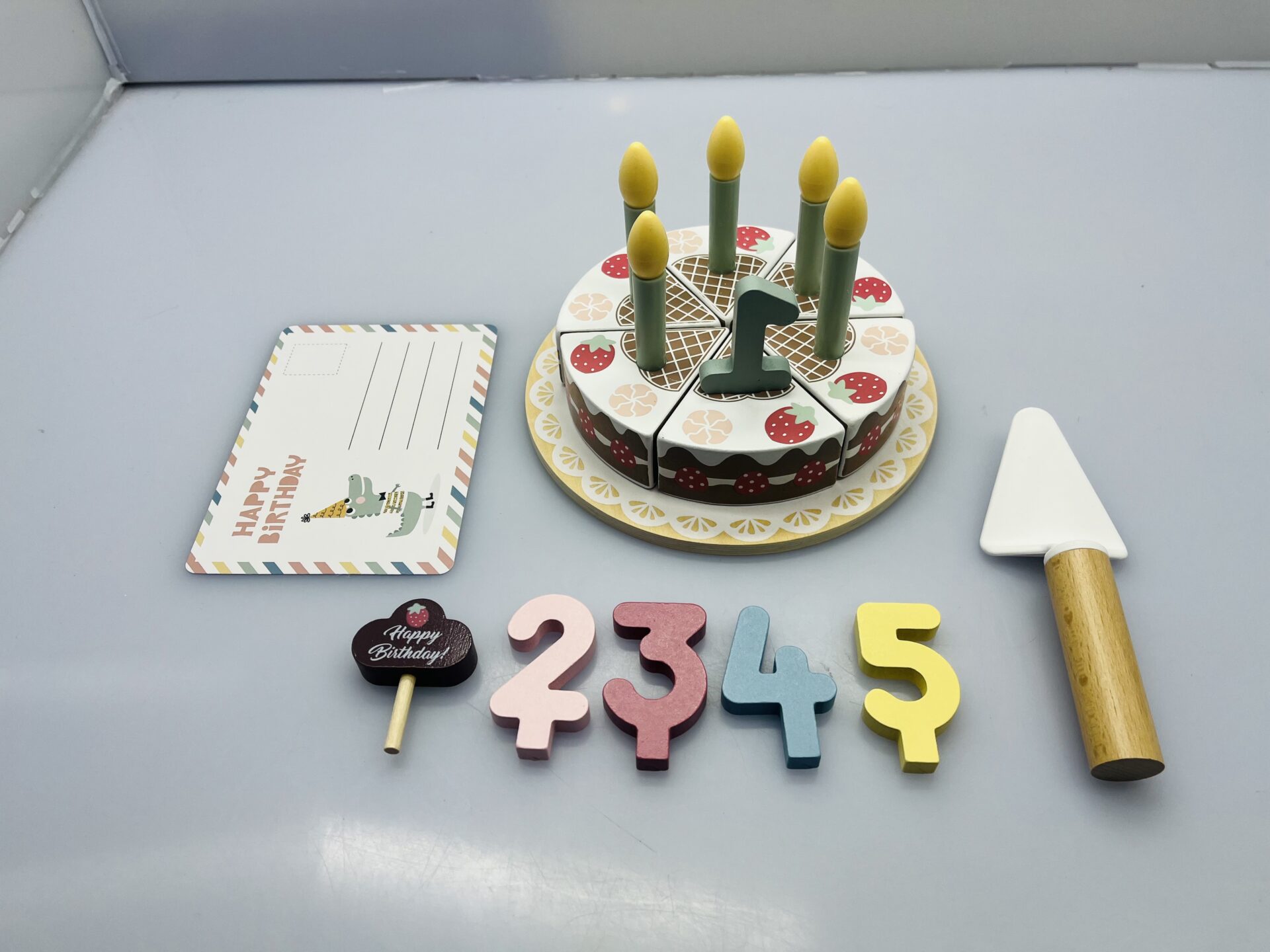COMBO DEAL: Peppa Pig Electronic Toy Keyboard + Eichhorn Toys Wooden Rainbow Stacking Blocks + Tooky Toy Birthday Cake Set (Condition: Good) - Image 5