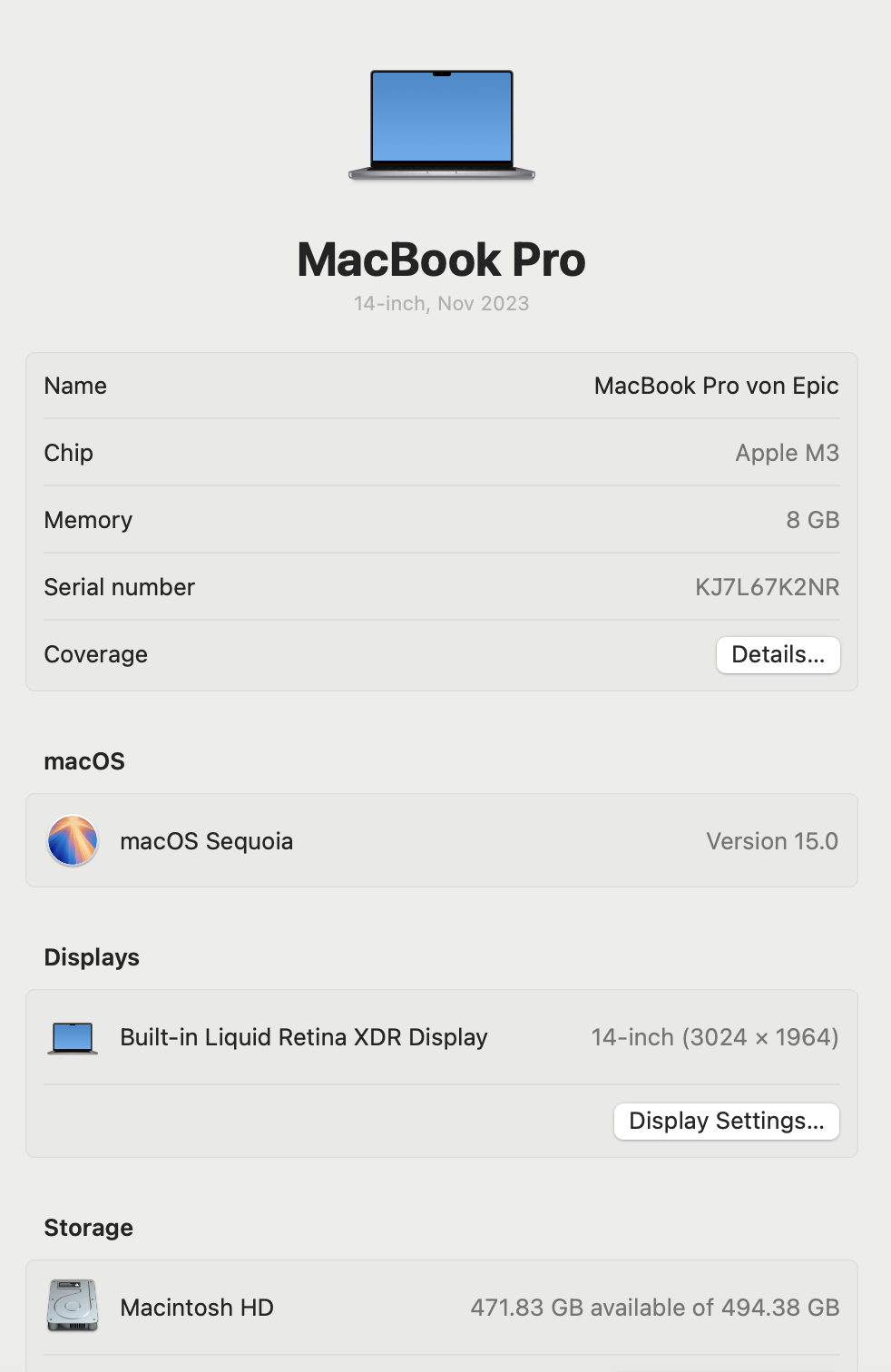 Apple MacBook Pro 14-inch "M3" 8 CPU/10 GPU (2023) 8GB RAM 512GB SSD Space Gray (Condition: Good) - Image 12