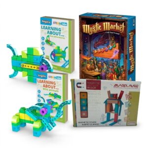 COMBO DEAL: Engino And Magplayer 4-Piece STEM Toy (Sea Adventures, Wild Animals, Qboidz Farm Tractor, Magnetic Blocks) (Condition: Brand New)
