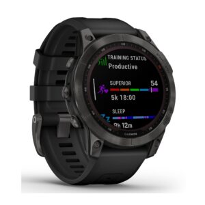 Garmin Fenix 7 Solar - Slate Gray With Blue Textured Silicone Band (Condition: Good)
