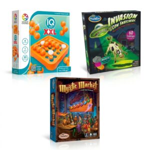 Smartgames Mini IQ XXL + ThinkFun Mystic Market + ThinkFun Invasion of the Cow Snatchers Combo (Condition: Brand New)