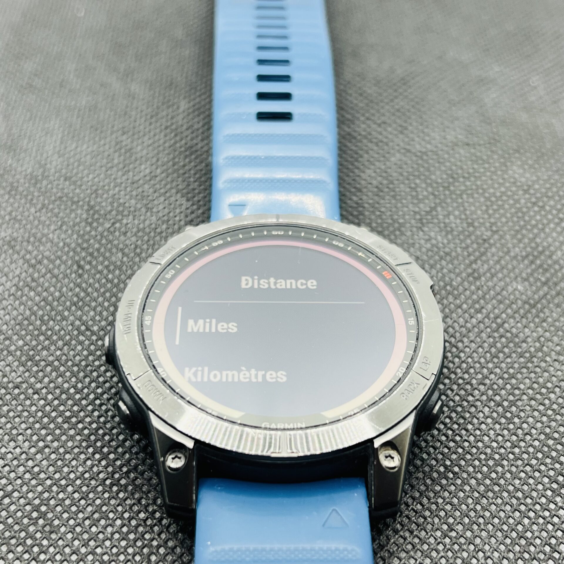 Garmin Fenix 7 Solar - Slate Gray With Blue Textured Silicone Band (Condition: Good) - Image 2