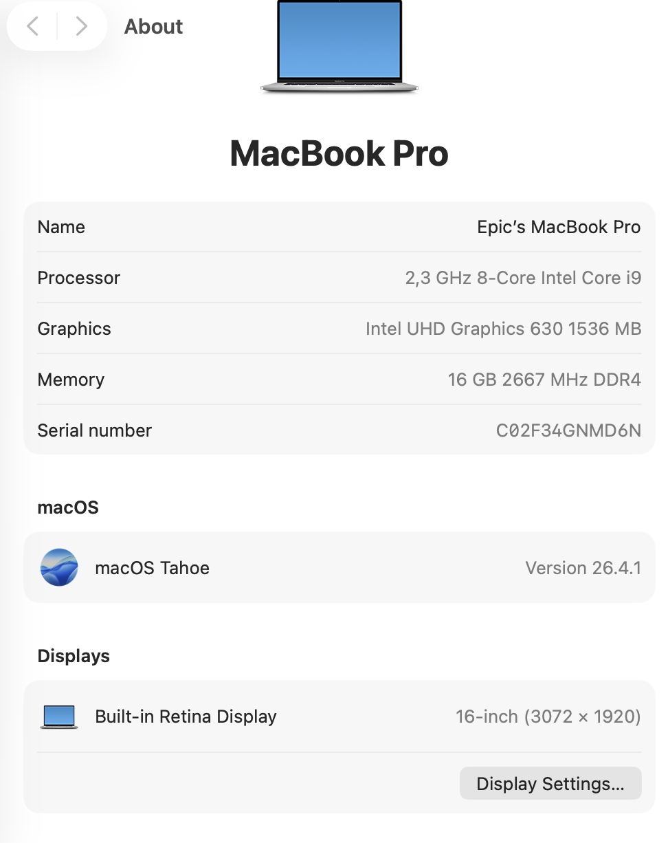 Apple MacBook Pro 16-inch “Core i9” (Touchbar/2019) 2.3GHz 16GB RAM 1TB SSD Silver - Cracked LCD (Condition: Good) - Image 20